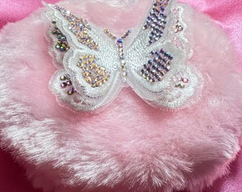 Vintage Butterfly Velour Powder Puff: Fluffy Body Dusting Applicator, Gifts