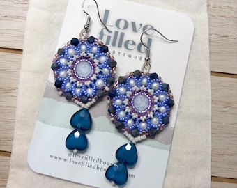 Forget Me Not Blue - Claire Flower Earrings | Beaded | 925 Sterling Silver Earring Hooks