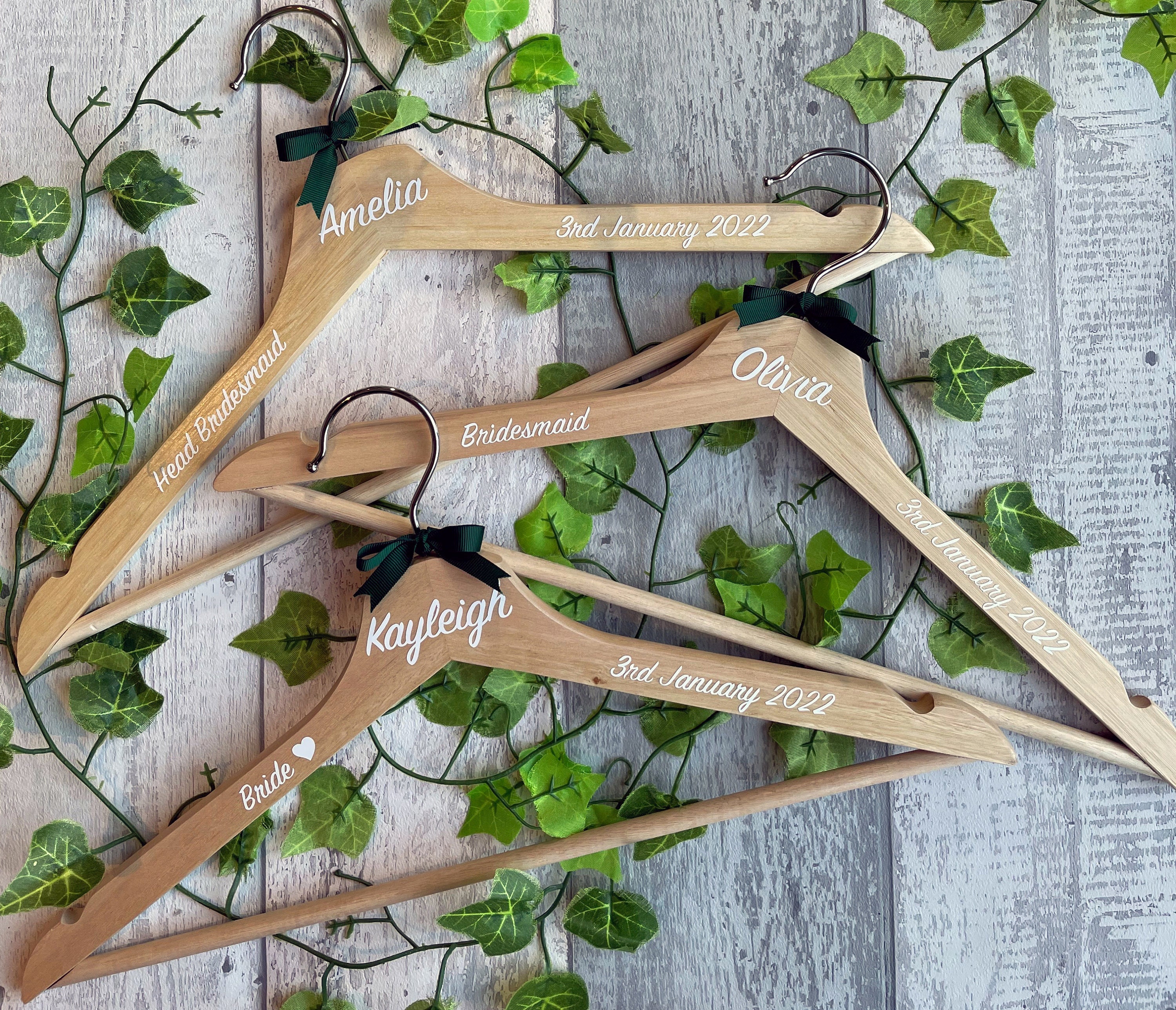 Personalised Wedding Or Prom Hangers In Wood Or White Hanger 