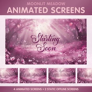 4 Animated Stream Screens for Twitch Streamers - Dusty Rose - Starting Soon Screen, Be Right Back, Offline, Ending Screen,