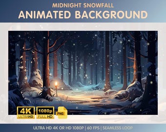 Fondo animado, fondo acogedor de lo-fi para Vtuber, recursos de Vtuber, fondo de Twitch, decoraciones nevadas de bosques invernales para transmisiones de Twitch