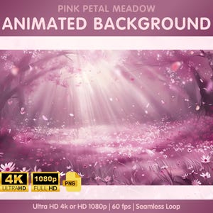 Animated Background, Pink Vtuber Background, Vtuber Assets, Twitch Background, Cherry Blossom Cottagecore Spring Twitch Stream Decorations