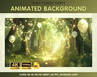 Fondo animado, fondo de cumpleaños de Vtuber, recursos de Vtuber, fondo de Twitch, fiesta, confeti, globos, decoraciones para transmisiones de Twitch