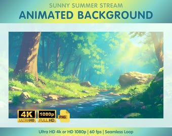 Green Cottagecore Nature Animated Background - Twitch Streamers, Vtubers, Zoom Backgrounds, 4k Desktop Wallpaper - Sunny Summer Stream