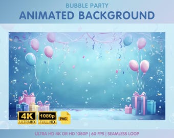 Animated Background, Underwater Birthday Vtuber Background, Ocean Twitch Background, Party, Confetti, Balloons Twitch Stream Decorations