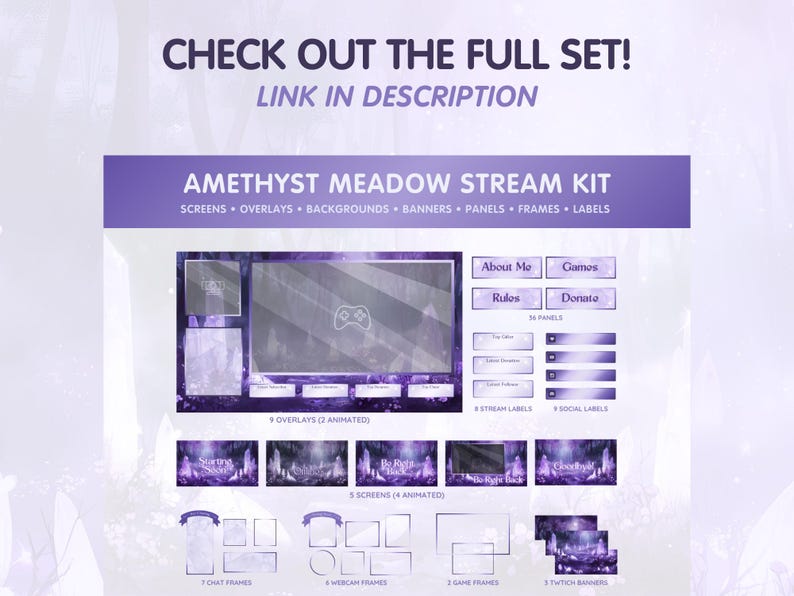 36 Twitch Panels - Purple Channel Art, Amethyst Crystals Theme, About ...