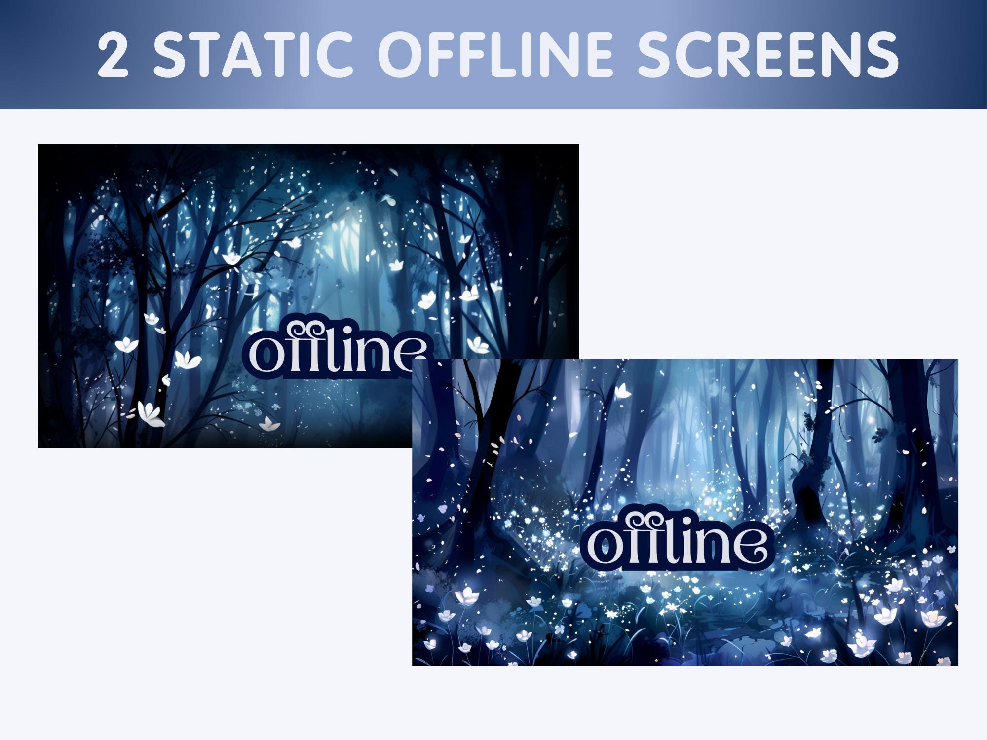 4 Animated Stream Screens for Twitch Streamer - Blue Moonlit Meadow ...
