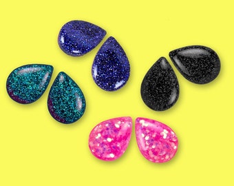 Teardrop Earrings, Glitter Stud Earrings, Handmade Resin Earrings, Lightweight Earrings, Colorful Earrings, Hypoallergenic Jewelry Gift