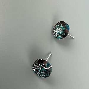 Handmade Hypoallergenic Earrings, Resin Studs, Small Stud Earrings, Cool Unisex Studs, Indie Alternative Earrings, Funky Everyday Earrings