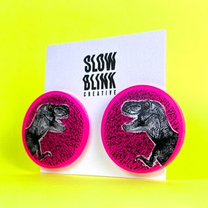 Dinosaur Earrings, Maximalist Earrings, Resin Statement Earrings, Fun Quirky Studs, Handmade Hypoallergenic Costume Jewelry