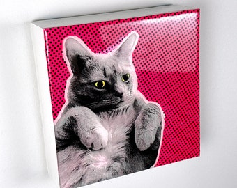 Custom Pet Portrait, Personalized Pet Gift, Unique Gift, Quirky Home Decor, Maximalist Decor, Cat Gifts, Dog Mom Gifts, Cat Lady Decor