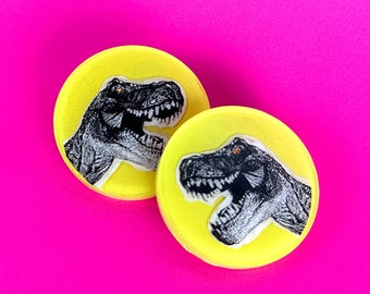 Dinosaur Earrings, Maximalist T-Rex Resin Studs