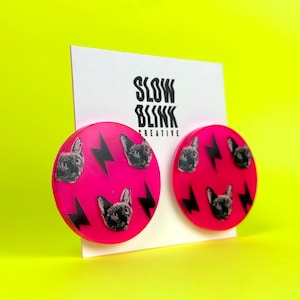 Siamese Cat Earrings, Maximalist Resin Statement Earrings, Gift For Cat Lovers, Fun Quirky Studs, Handmade Hypoallergenic Costume Jewelry