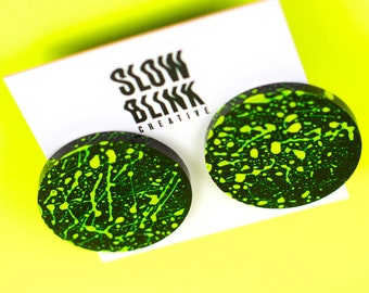 80s Neon Cyberpunk Earrings, Handmade Rave Jewelry