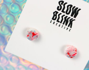 Cyberpunk Earrings, Neon Stud Earrings, Edgy Unisex Studs, Indie Alt Earrings, Handmade Funky Earrings, Futuristic Studs
