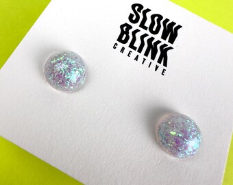 Handmade Hypoallergenic Earrings - Iridescent White