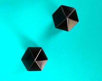 Small Black Hexagon Stud Earrings – Hypoallergenic Unisex Jewelry