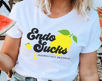 Endo Sucks Lemon Graphic Tee; Cute Endometriosis Awareness Shirt; Brightly Colored Chronic Illness Clothing; Sassy Spoonie T-Shirt