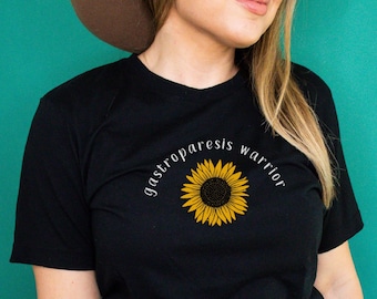 Gastroparesis Sunflower Graphic Tee; Cute Gastroparesis Warrior Shirt; Pretty Gastroparesis T-Shirt; Feeding Tube Surgery Gift