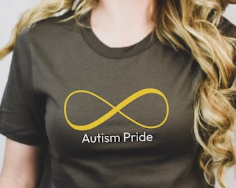 Autism Pride Unisex T-Shirt with Gold Infinity Symbol Graphic