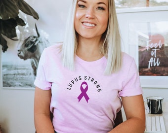 Lupus T-Shirt with Purple Ribbon Graphic; Lupus Strong T-Shirt; Autoimmune Disease T-Shirt; Lupus Warrior Apparel; Nice Lupus Gift