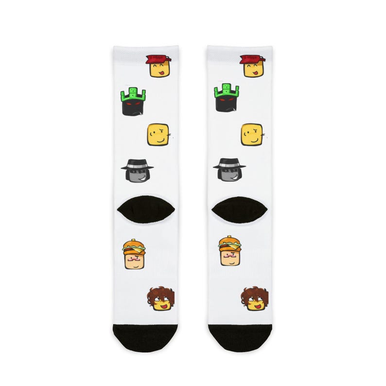 Forsaken Faces 007n7, zwei mal, Skelesky, Elliott und 1x1x1x1 Muster Crew Socken, Geburtstagsgeschenk Cartoon Roblox Emoticon Socken, Einzigartiges Geschenk Bild 2