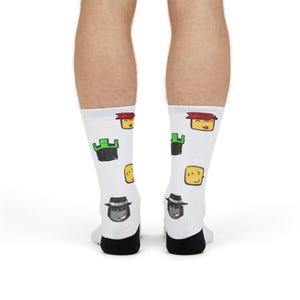 Forsaken Faces 007n7, zwei mal, Skelesky, Elliott und 1x1x1x1 Muster Crew Socken, Geburtstagsgeschenk Cartoon Roblox Emoticon Socken, Einzigartiges Geschenk Bild 6