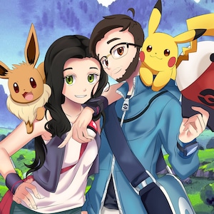 Portrait Pokémon personnalisé – 1 personne | Poster Pokémon personnalisé | Cadeau Pokémon unique et personnalisé
