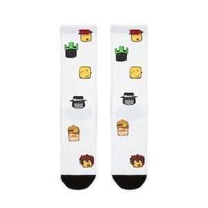Forsaken Faces 007n7, zwei mal, Skelesky, Elliott und 1x1x1x1 Muster Crew Socken, Geburtstagsgeschenk Cartoon Roblox Emoticon Socken, Einzigartiges Geschenk Bild 1
