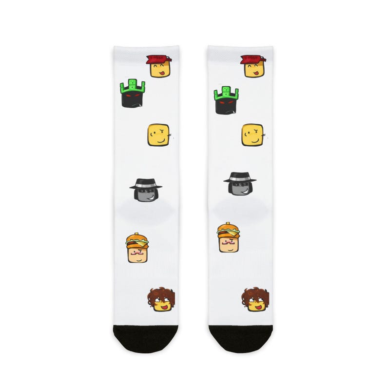 Forsaken Faces 007n7, zwei mal, Skelesky, Elliott und 1x1x1x1 Muster Crew Socken, Geburtstagsgeschenk Cartoon Roblox Emoticon Socken, Einzigartiges Geschenk Bild 1