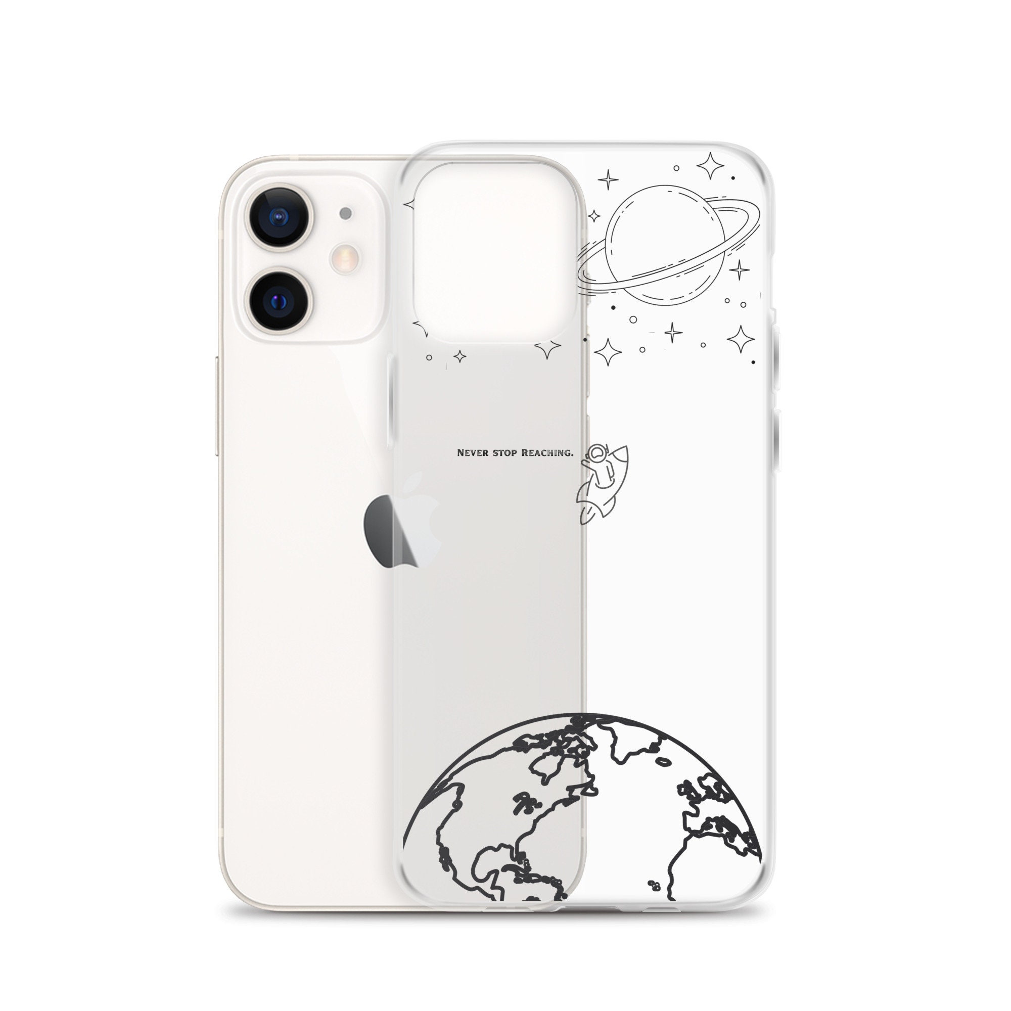 Discover Never Stop Reaching Capa Para Iphone 6/ 6s/ 7/ 7 Plus/ 8/ 8 Plus/ X/ Xr/ 11/ 11 Pro/ 11 Pro Max/ 12 Pro/ 12 Pro Max/ 12 Mini/ 13/13 Pro/ 13 Pro Max/ 13 Mini Astronauta Desenho