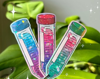 Space Falcon Tube Single Sticker | Holographic Science Sticker | Molecular Biology | Chemistry | Cosmic Stars Galaxy |