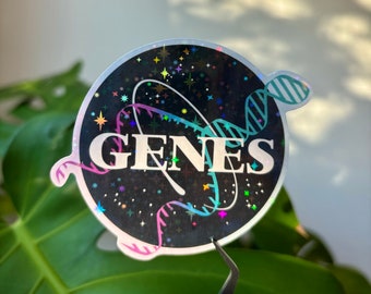 Genes Single Sticker | Holographic Science Sticker | Molecular Biology | Genetics | Space | Astronomy | Science Fan Art