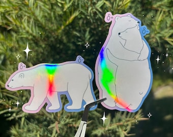 Chemistry Polar Bear and Polar Bond Duo-Pack | Holographic Science Sticker | Science Pun Gift