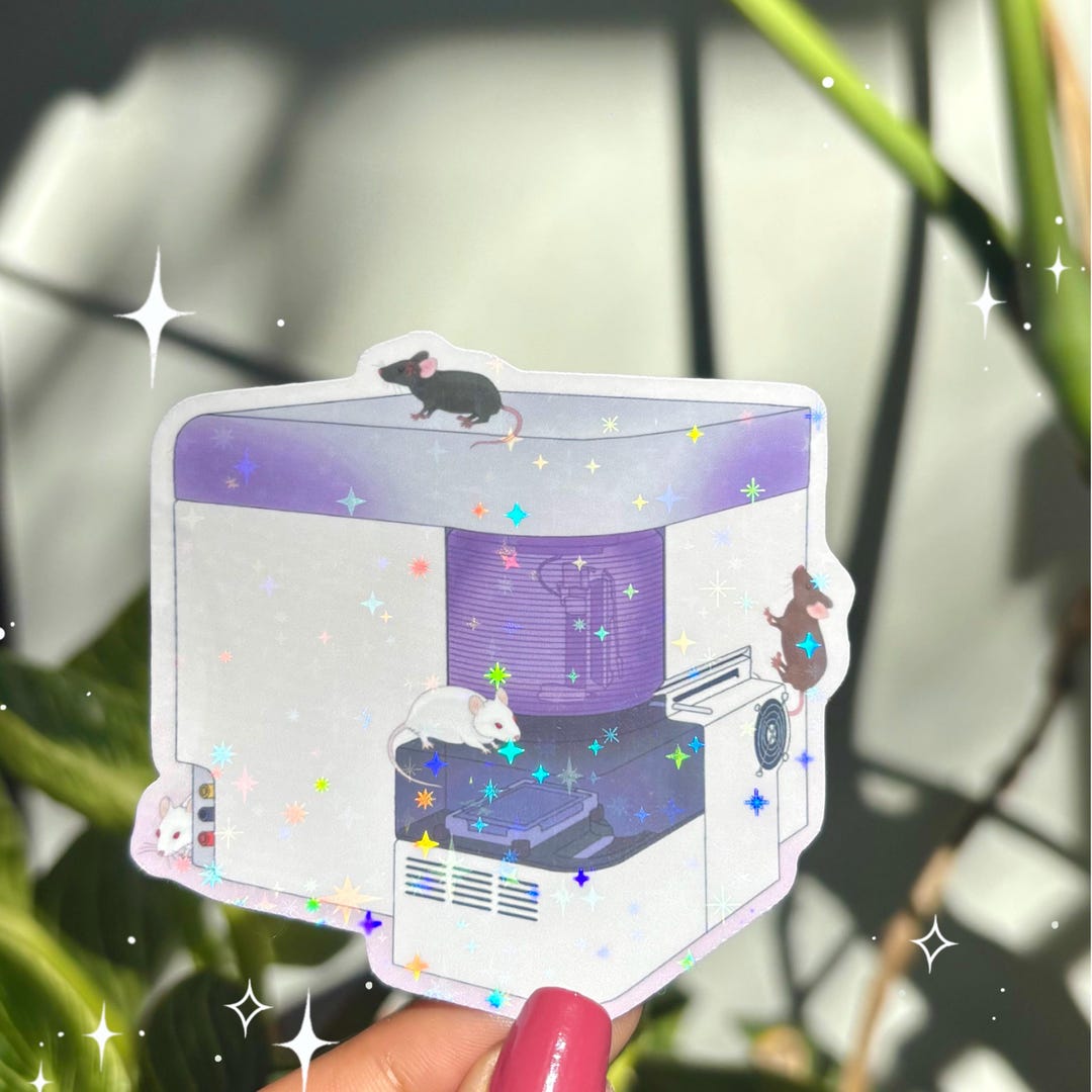 Mice Sticker Lab Flow Cytometer With Mice Single Sticker | Holographic Science Sticker ...