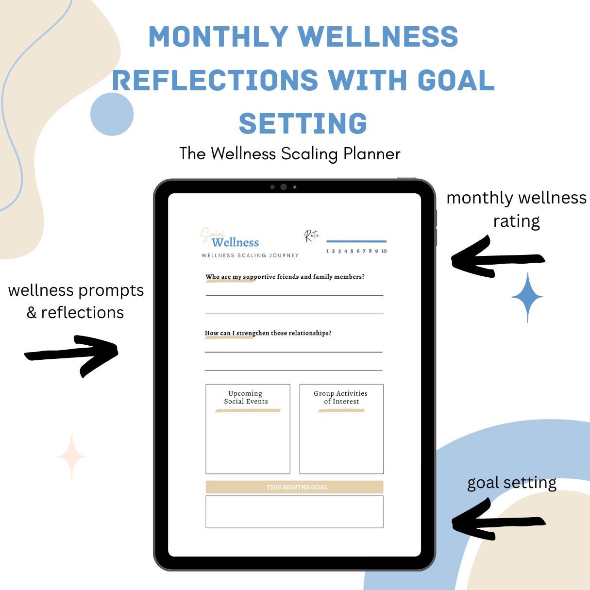 2023 Digital Wellness Scaling Planner Dated iPad Tablet Planner Goal ...