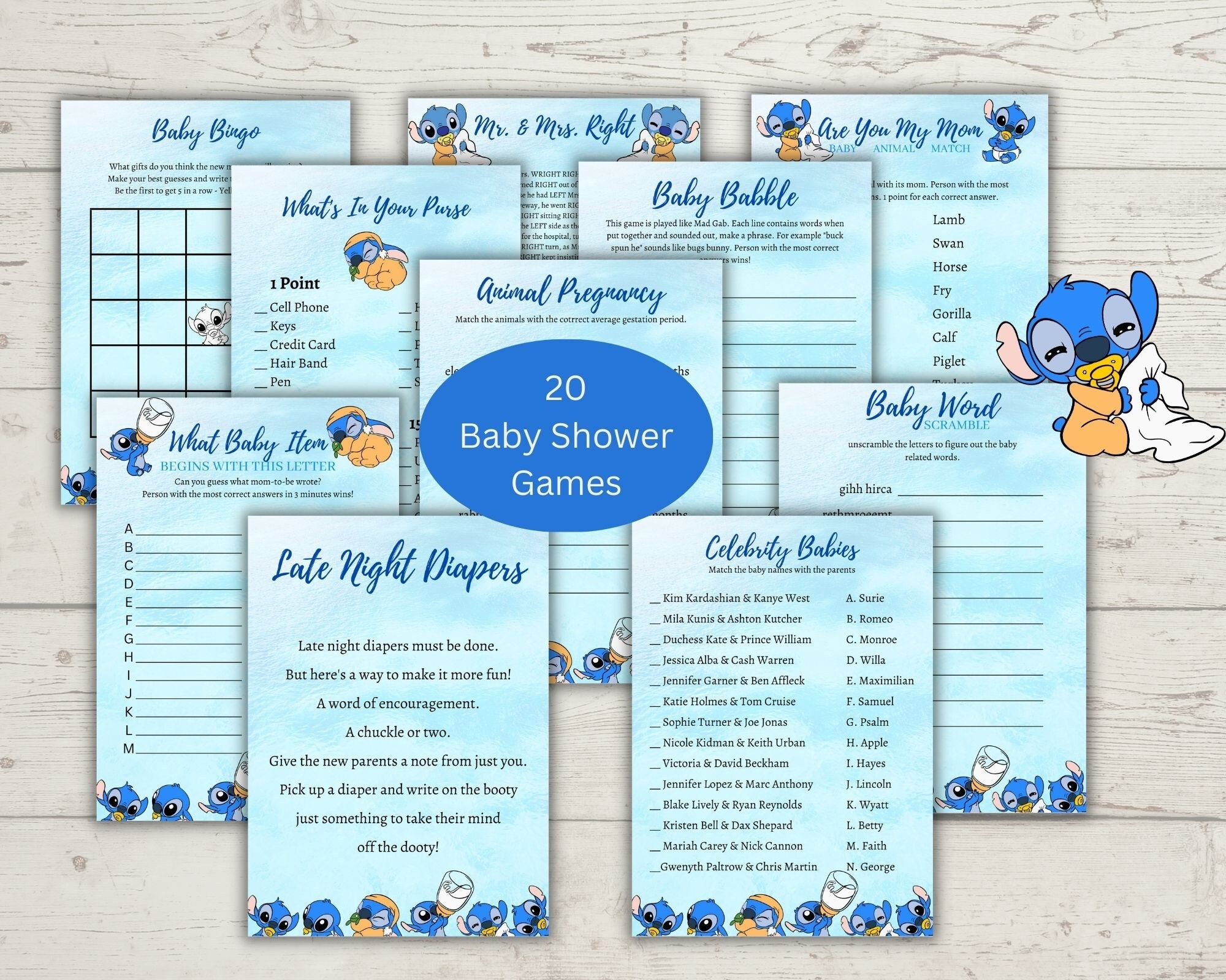 Stitch Baby Shower Games, Lilo and Stitch Games, Instant Download, Gender  Neutral, Stitch Theme -  Sweden