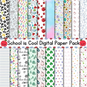 Back to School Digital Paper - Back to School Patterns - First Day of School - Digital Paper Pack - Teacher Graphics - Scrapbook Paper
