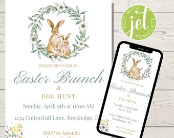Easter Brunch and Egg Hunt Invitation | Easter Invitation | Brunch Invite | Invitation Template