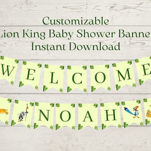 König der Löwen Baby Shower Banner Sofortiger Download | König der Löwen Babyparty Druckbare Dekoration | König der Löwen Geburtstagsbanner