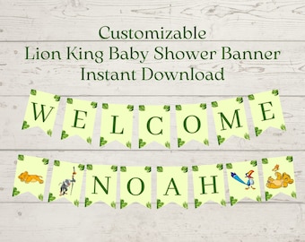 Lion King Baby Shower Banner Instant Download | Lion King Baby Shower Printable Decoration | Lion King Birthday Banner