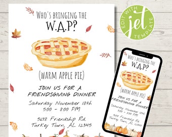 Friendsgiving Invitation Adult | Funny Thanksgiving Invitation | Friendsgiving Dinner Party | Editable Digital Invite