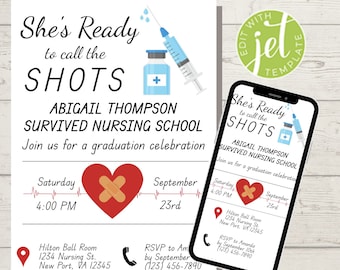 Nursing School Graduation Invitation | Nursing Graduation Invite | Call the Shots | Nursing Graduate