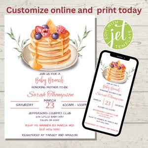 Baby Brunch Invitation, Brunch Baby Shower Invitation, Pancakes Baby Shower Invitation, Gender Neutral Baby Shower