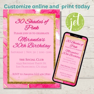 Shades of Pink Birthday Invitation | Shades of Pink Invite