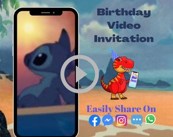 Lilo And Stitch Birthday Invitation, Lilo And Stitch Video Invitation, Lilo And Stitch Invite, Lilo And Stitch Digital Invitation