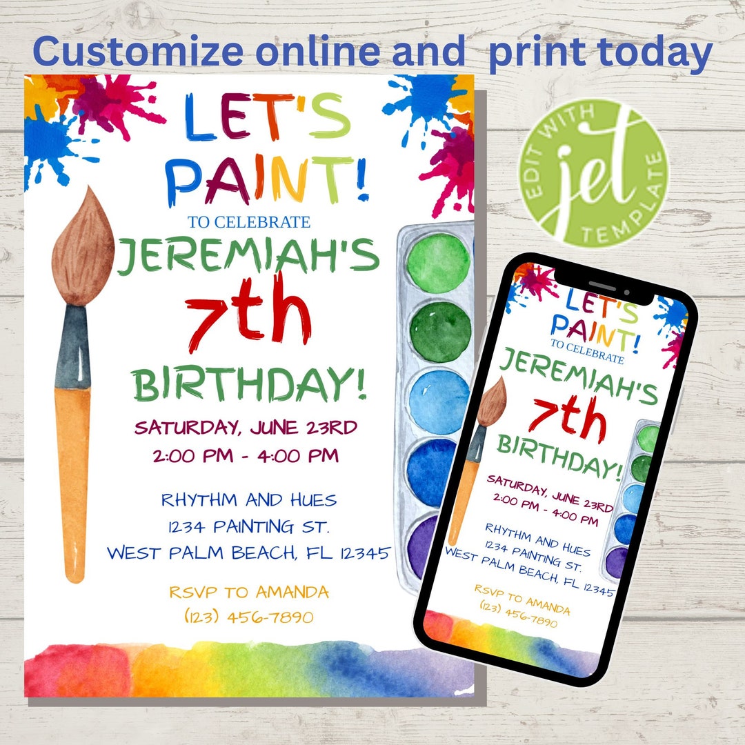 Paint Party Birthday Invitation Painting Party Digital Invitation