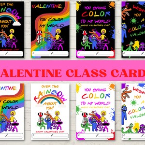 Regenbogen Freunde Valentinstag Klasse Karten Sofort-Download | Regenbogen Freunde Valentinstag Karten zum Ausdrucken