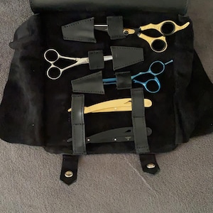 Leather Stylist Scissor Holster-Clipper organiser-barber travel storage