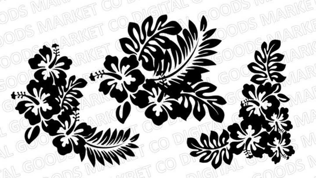3 Hibiscus Bouquet SVG - Hawaiian Flowers PNG - Tropical Floral Digital ...
